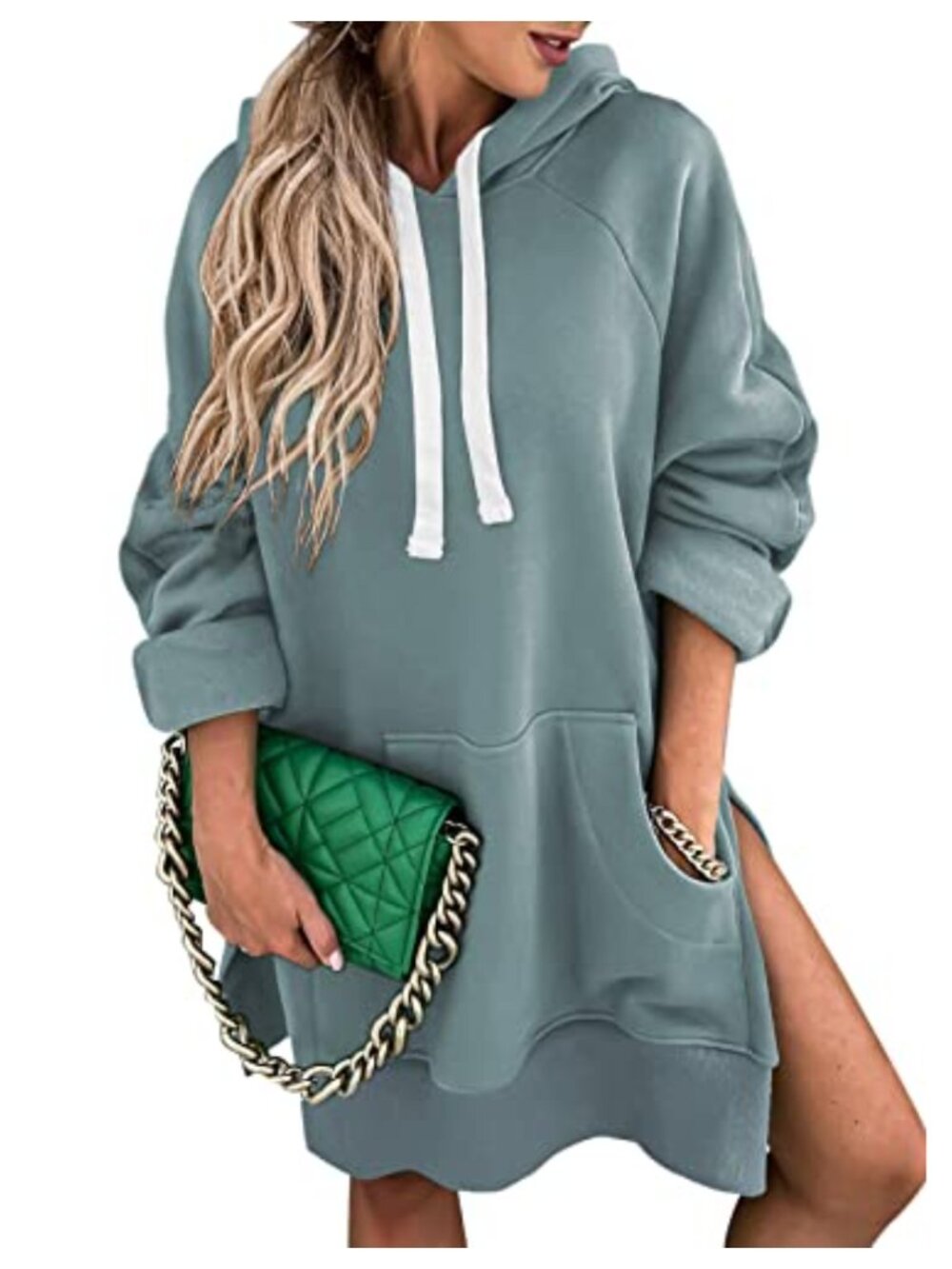 Oversized Long Sleeve Hoodie Dress Drawstring Pullover Casual